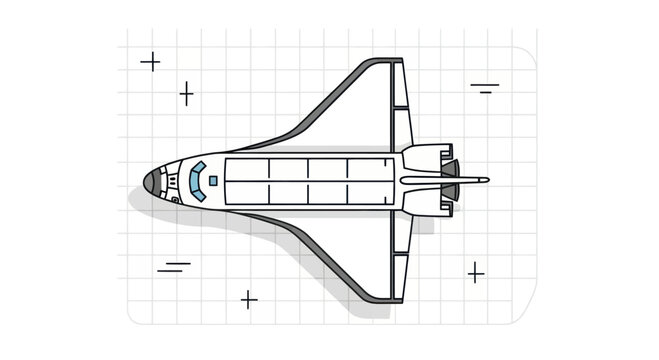Space Shuttle Illustration Top View Grid Background Vector Art