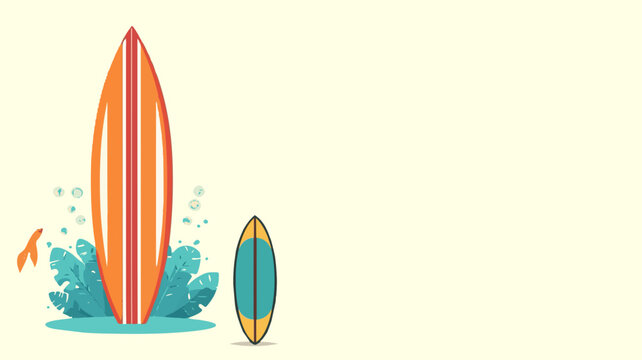 Template vector  Surfboard   cartoon  element for banner  summer edition with flat design