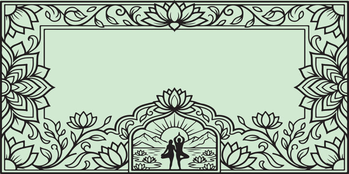 Yoga and Floral Ornament: A serene illustration that marries the tranquility of yoga with the delicate beauty of floral ornamentation, evoking a sense of balance and harmony.