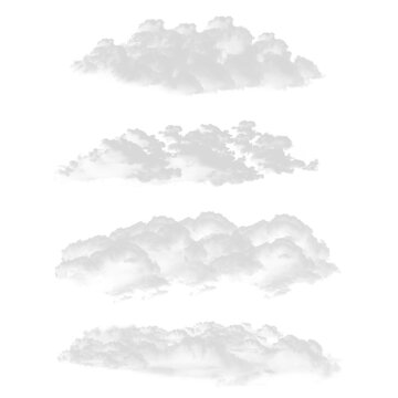 Set of Isolated White Cloud with Realistic Texture on Transparent Background