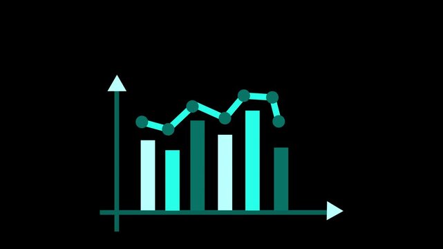 Business graph bar chart with trend line animation