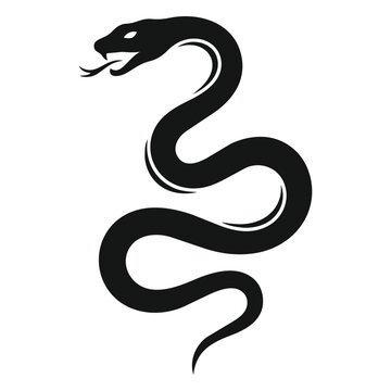 Snake Silhouette Vector Illustration Black Serpent Icon Reptile Symbol Abstract Cobra Design Isolated on White Background for Tattoo Logo and Wildlife Use