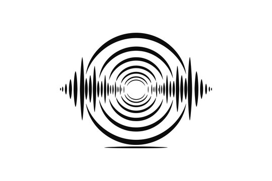 Sound wave graphic showing audio vibration with concentric circles