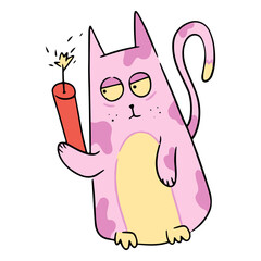 Cute deadly cat with dynamite © Vexels