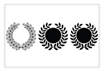 Three Laurel Wreaths: One Outline, Two Filled Circles © Hintsync