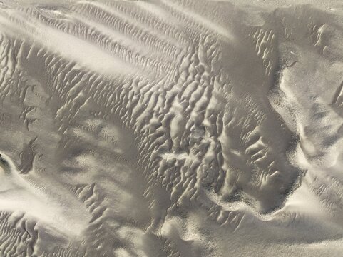 Patterns in the sand of the Namib Desert. Aerial view. Drone shot. Skeleton Coast National Park, Namibia