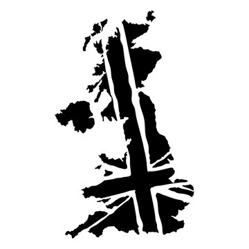 Stylized uk map design with flag elements