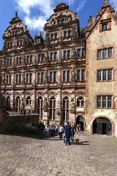 Heidelberg castle, Courtyard with the Friedrich building, Heidelberg, Baden Wurttemberg, Germany