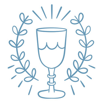 Glass of wine with a laurel wreath
