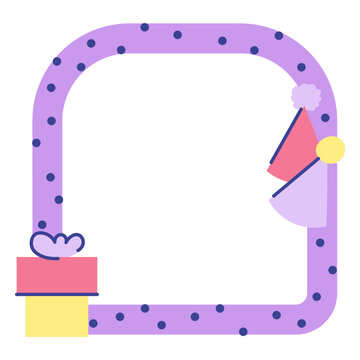 Purple frame with polka dots and a gift