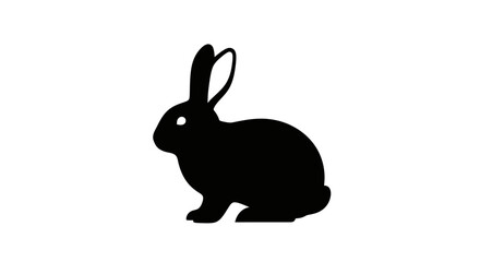 Obraz premium Black Rabbit Silhouette on White Background.