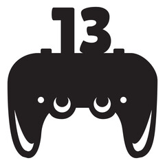 Black game controller with the number 13 on it © Vexels