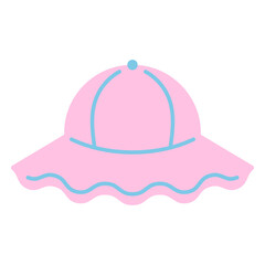Fototapeta premium Cute pink sun hat design with fun scalloped edges