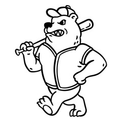 Obraz premium Playful cartoon bear baseball design