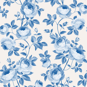 Seamless pattern from flowers of rose on a white background.