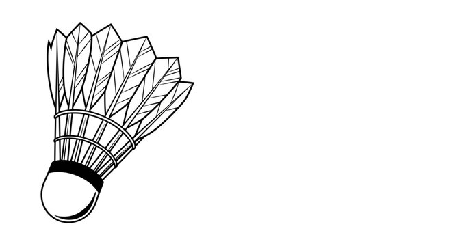 Black and white illustration of a shuttlecock