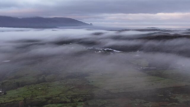 Aerial view of Summy Lake by Portnoo, Ireland
