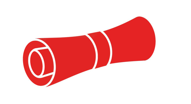 Red diploma scroll icon, isolated on white background
