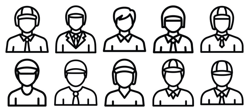 Black line art dispatch rider assignment vector illustration icons. Collection of Delivery web outline  icon set.