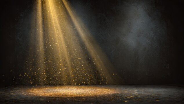 Dramatic spotlight illumination on dark stage abstract background