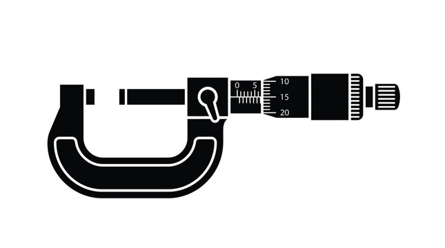 Micrometer measuring tool icon illustration showing precision engineering equipment for accurate industrial quality control measurement tasks