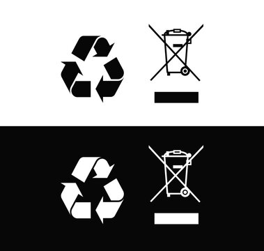 Recycling Symbol and WEEE Symbol (Wheelie Bin) vector SVG