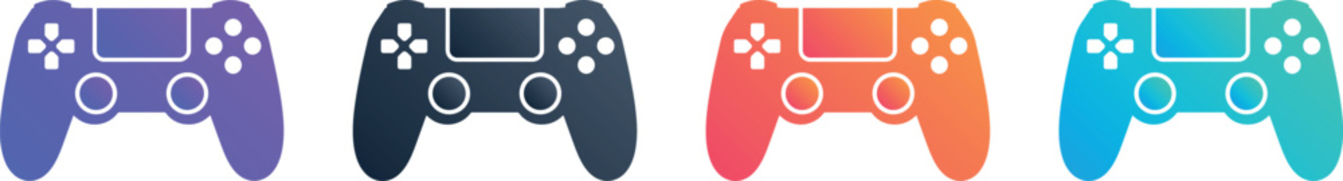 Set of modern game controller icons in various colorful gradients and solid styles.