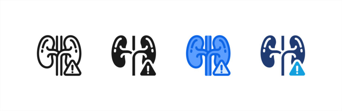 Kidney Dysfunction Renal Health icon multiple style collection. Vector illustration.
