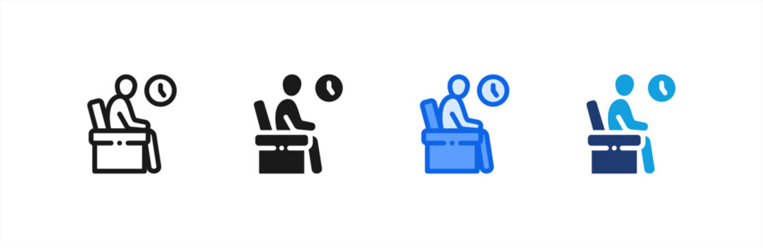 Sedentary Lifestyle Inactive icon multiple style collection. Vector illustration.
