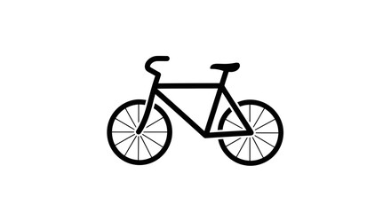 Fototapeta premium Simple black bicycle icon on a white background representing cycling and transportation.