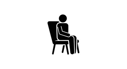 Fototapeta premium Simple Black Silhouette of a Person Sitting on a Chair.