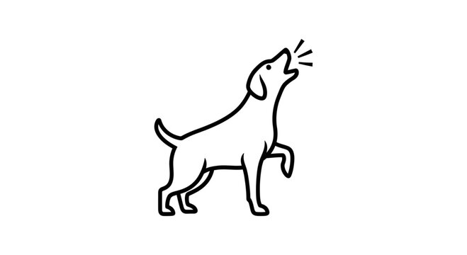Simple Line Art Illustration of a Barking Dog.