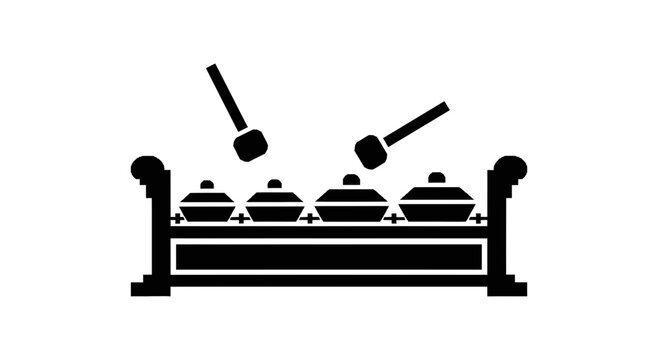 Traditional Indonesian Gamelan Instrument Icon with Mallets.