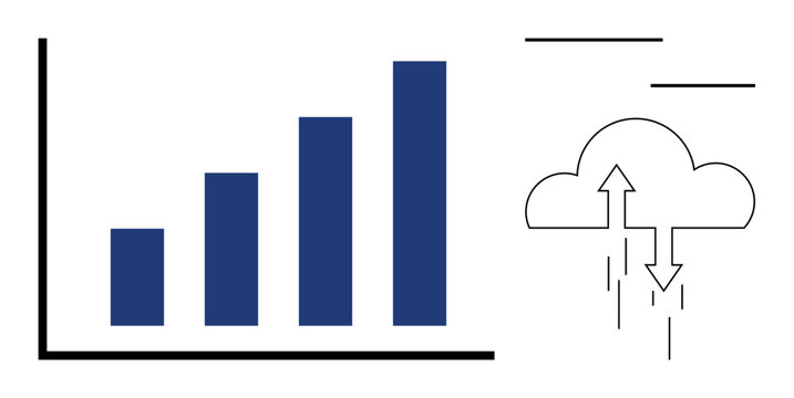 Cloud computing concept. Cloud design and bar chart cloud computing, data analytics, and technology integration. Ideal for technology, big data, and IT solutions . Business processes, digital