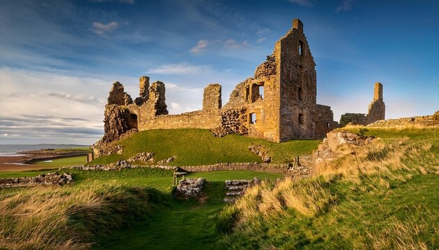 northumberland england dunstanburgh castle ruins