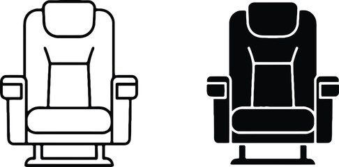 Flat design airline seat icon with reclined and upright positions side by side Vector © MstSonia