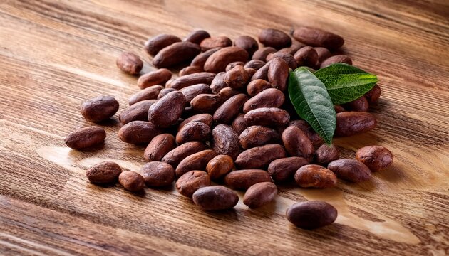 choco beans on wooden background