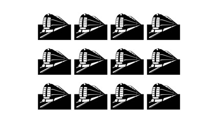 Set of vintage steam train vector icons, classic locomotive silhouettes on white © Animation