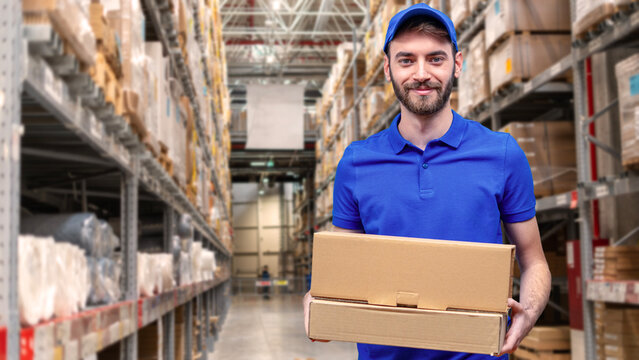 businessman working logistics at warehouse