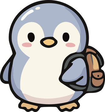 Cute Penguins Anime Cartoon Illustration Vector SVG 