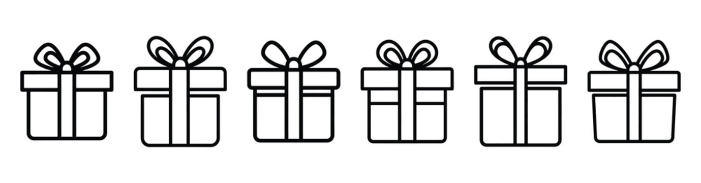christmas gift wrap line web icon set. Christmas outline icons on white background.