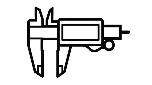 Caliper measurement tool icon shown as a simple black line drawing for professional engineering design projects