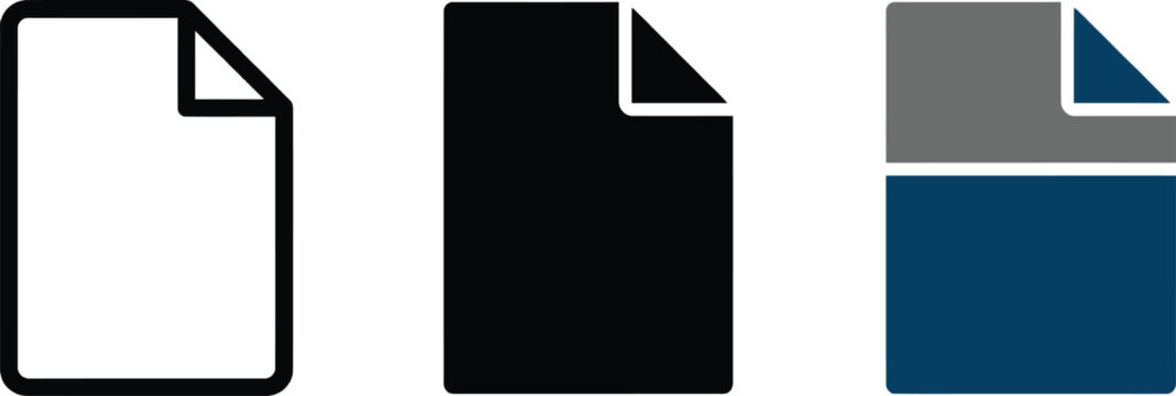 Modern document folder and file icons set with corner fold design Vector