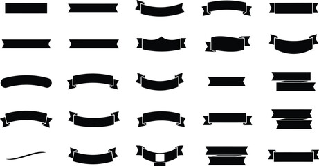 Collection of creative black banner and ribbon vector designs with decorative borders Vector © MstSabrina