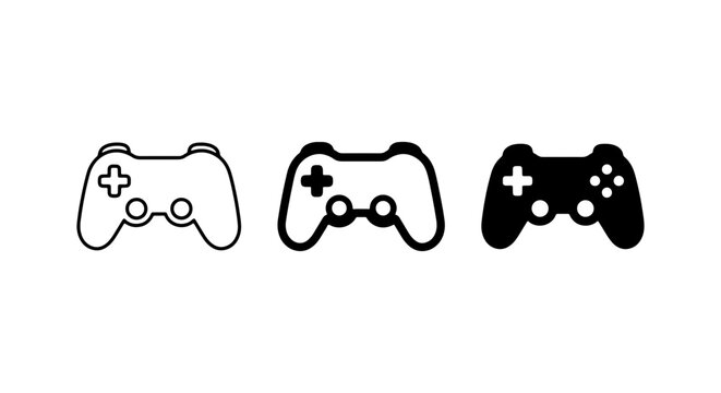 Video Game Controller Icons, Retro Gaming Joysticks, Digital Entertainment Control Vector Set