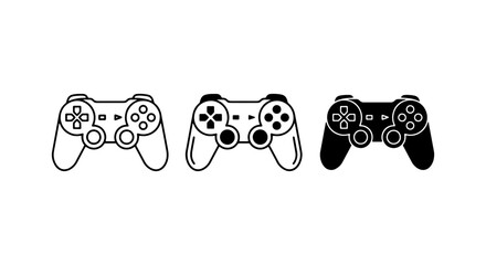 Video Game Controllers, Gaming Joysticks, Retro Console Input Devices, Digital Entertainment Icons © Khairul
