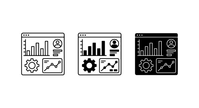 Dashboard UI Icons, Analytics Data Visualizations, Business Performance Monitoring Set