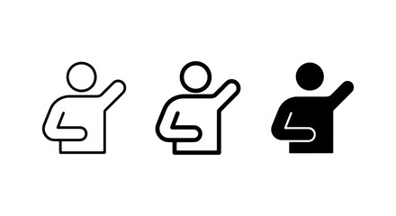 Greeting Icons, Waving People Silhouettes, Simple Human Figures, Vector Art Collection © Zakia