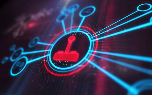 Joystick gaming pad symbol digital concept 3d illustration