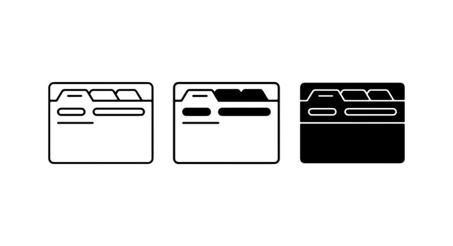 File Folder Icons, Tabbed Document Organizer, Digital Archive System, Vector Graphics